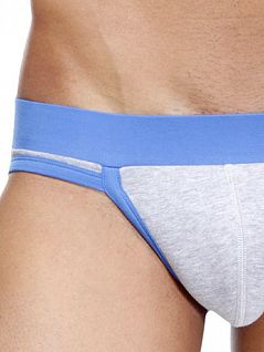 Мужские серые трусы мини с яркой синей окантовкой Oboy City Boy 6450c35